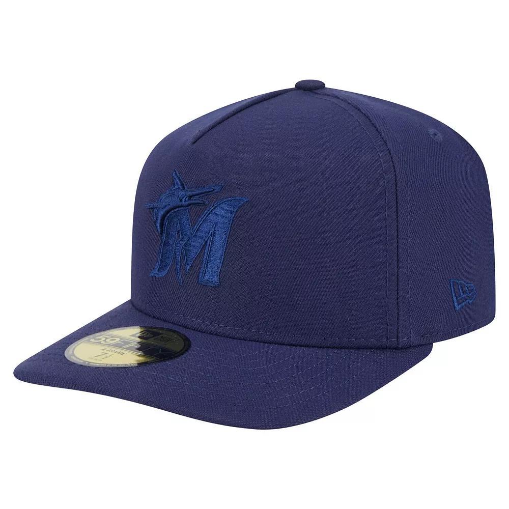 Men's New Era Navy Miami Marlins Color Pack A-Frame 59FIFTY Fitted Hat, Size: 8, Blue Product Image
