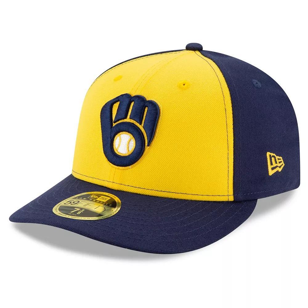 Mens New Era /Yellow Milwaukee Brewers Alternate 2020 Authentic Collection On-Field Low Profile Fitted Hat Blue Product Image