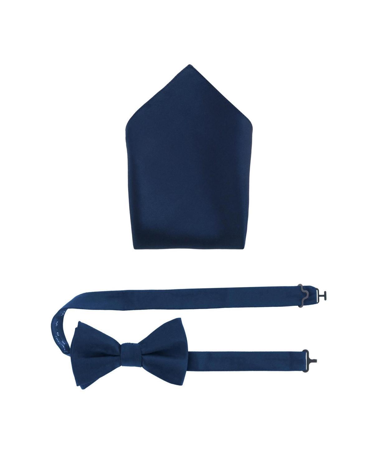 Trafalgar Mens Sutton Solid Color Silk Bowtie and Pocket Square Combo Product Image