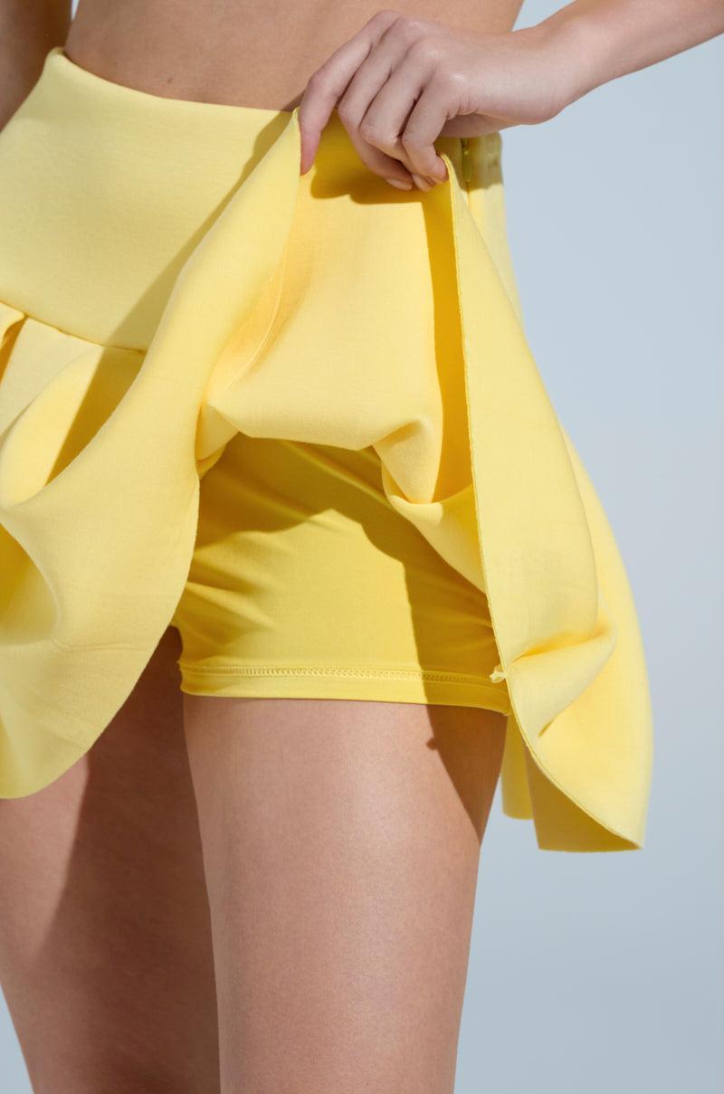 PAXTON SUPERLUXE PLEATED MINI SKIRT IN YELLOW Product Image