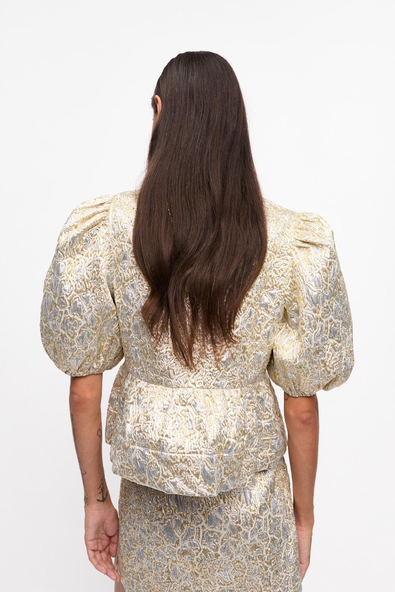 Gold and Silver Metallic Elasticated Mini Skirt Product Image
