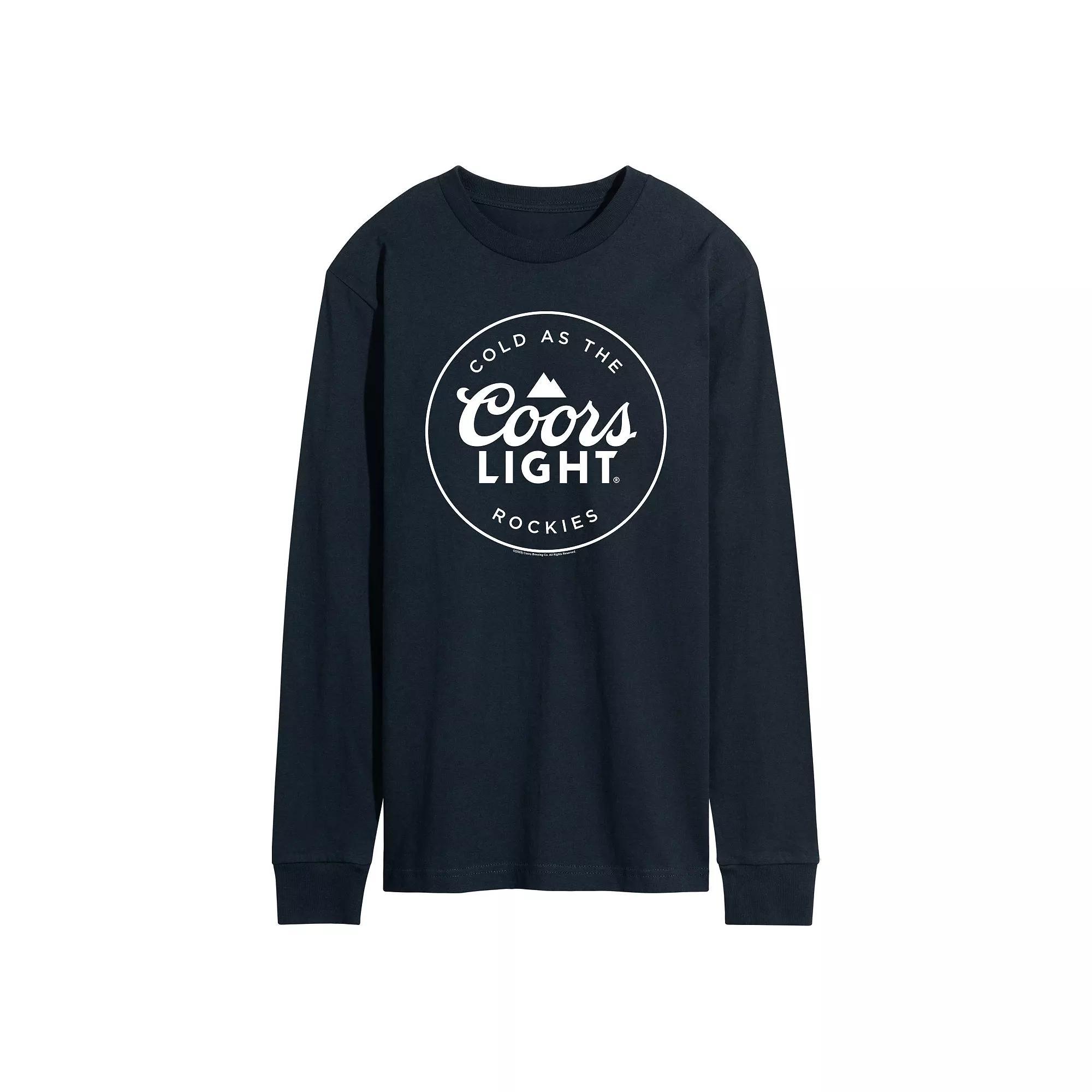 Mens Coors Light Logo Badge Long Sleeve Graphic Tee Grey Gray Product Image
