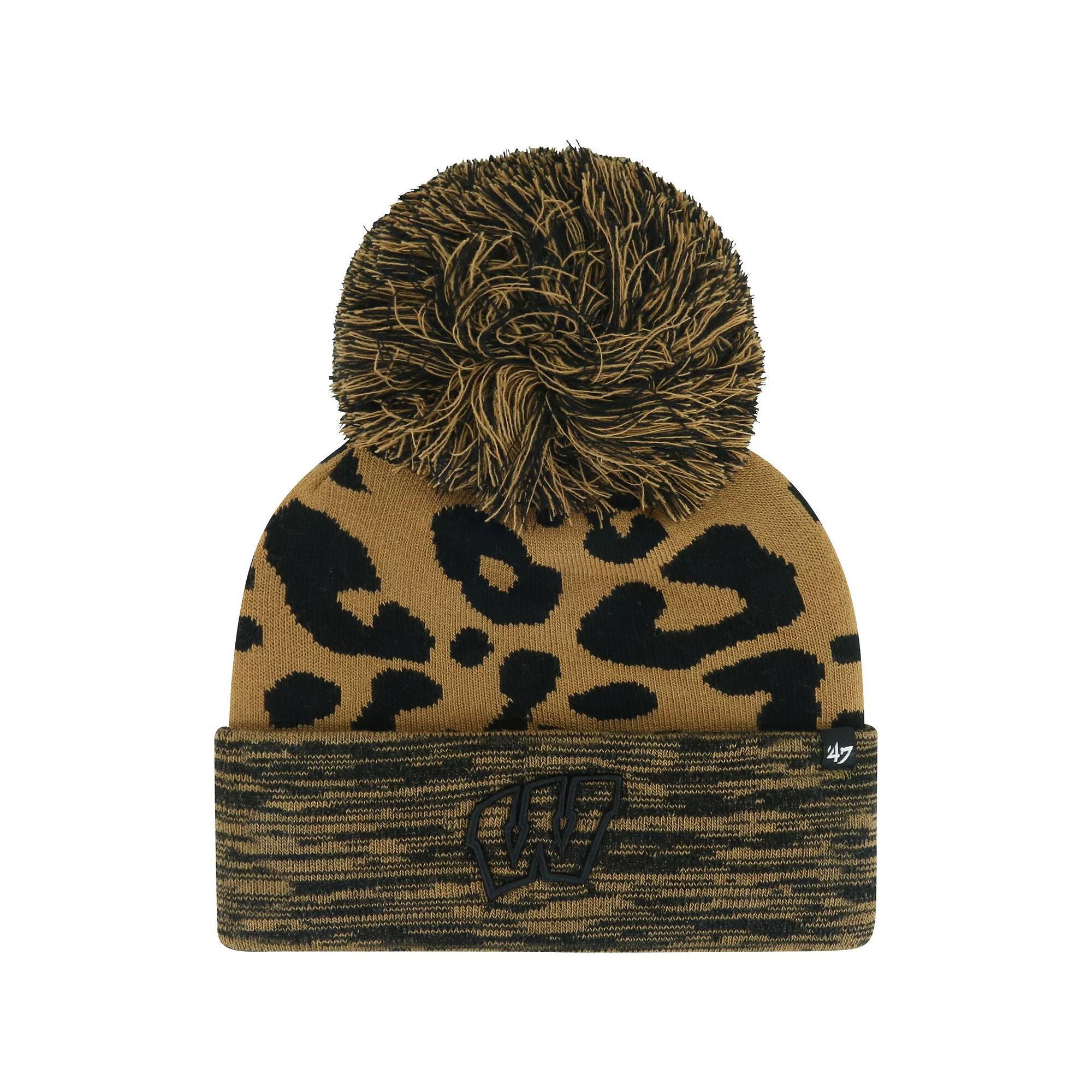 Women's '47  Brown Wisconsin Badgers Rosette Cuffed Knit Hat with Pom Product Image