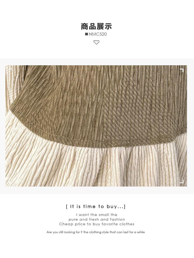 Mock Two-Piece Colorblock Loose Blouse Product Image