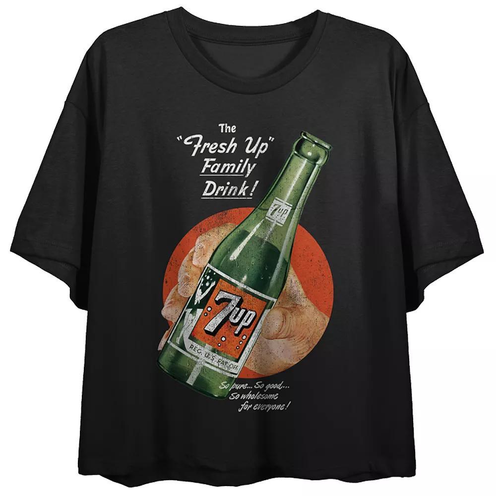 Juniors' 7UP The "Fresh Up" Family Drink Retro Flowy Graphic Tee, Women's, Size: XL, Black Product Image