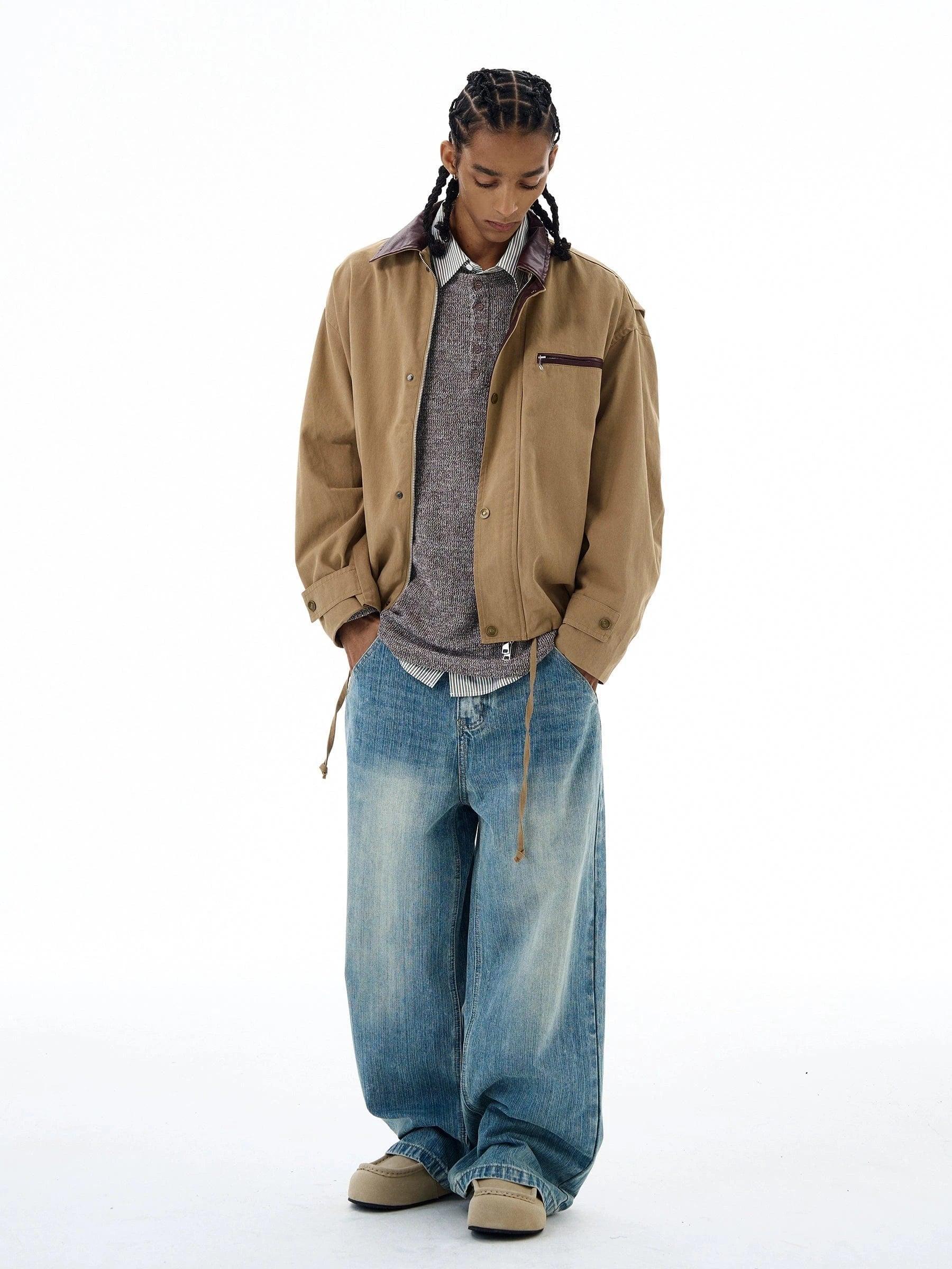 RT No. 19561 BLUE DENIM BAGGY STRAIGHT JEANS Product Image