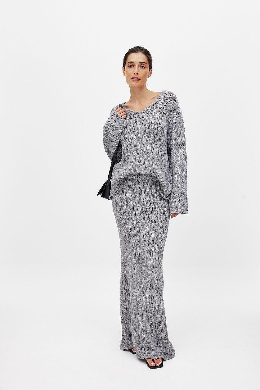 Structured Knitted Maxi Skirt Product Image