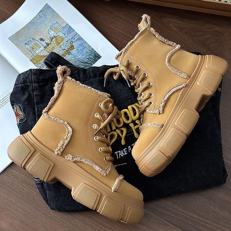 Contrast Trim Platform Short Boots Product Image