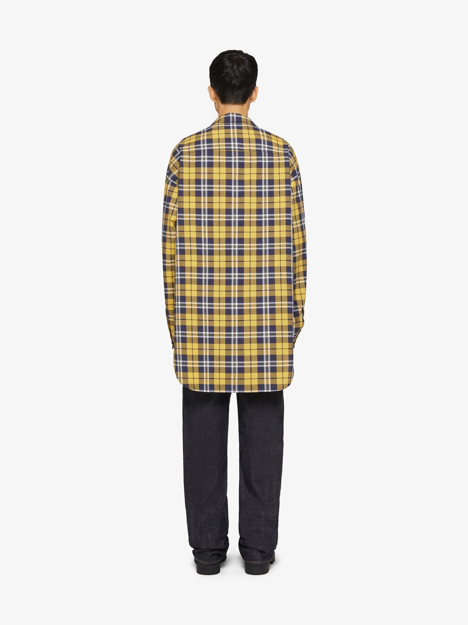 Oversized asymmetrical checked shirt in cotton Product Image