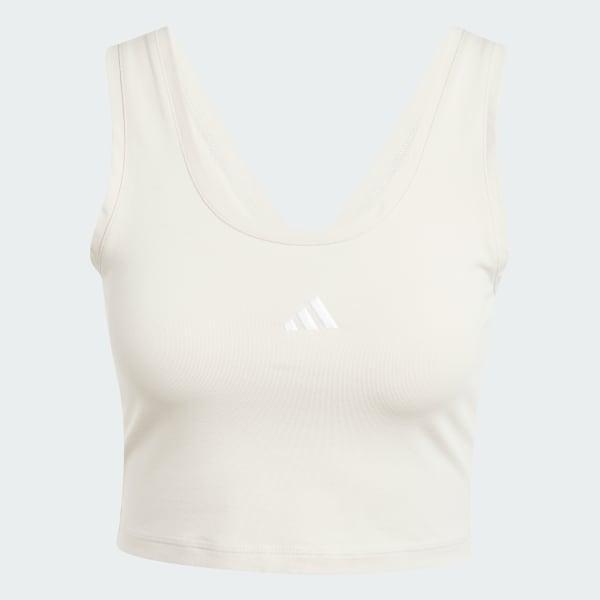 Womens adidas Essentials Small Logo Slim-Fit Sportswear Tank Top Green Strata White Product Image