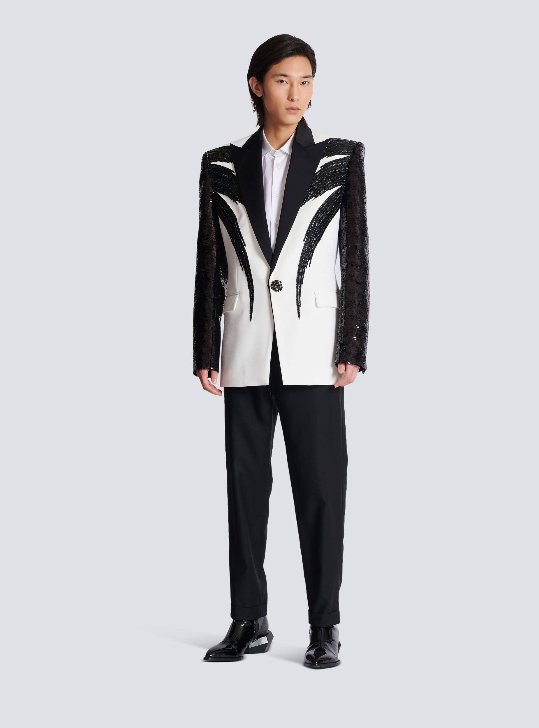 Two-tone jacket with sequin embroidery Product Image