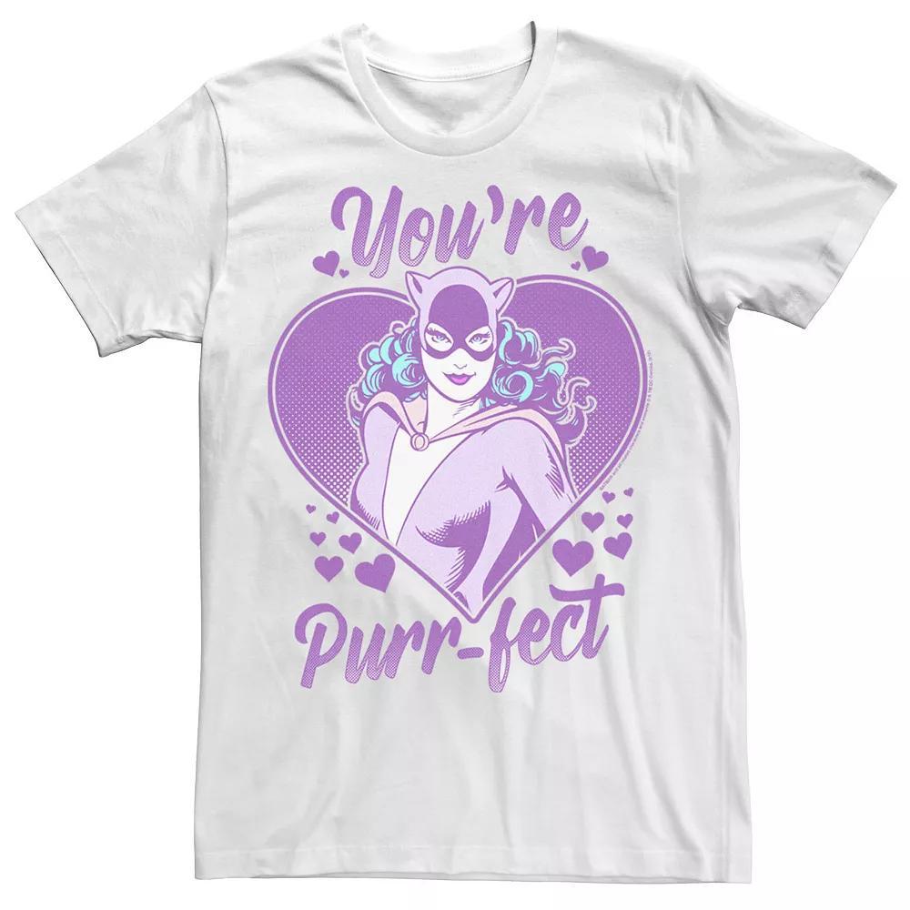 Men's DC Comics Valentine's Day Catwoman You're Purr-fect Tee, Size: Small, Athletic Grey Product Image