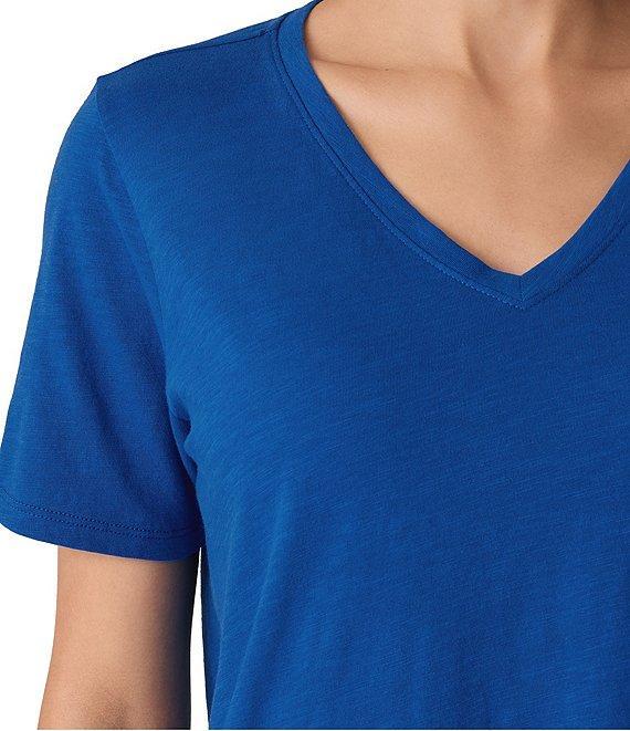 Eileen Fisher Easy Organic Cotton Jersey Knit V-Neck Short Sleeve Tee Shirt Product Image