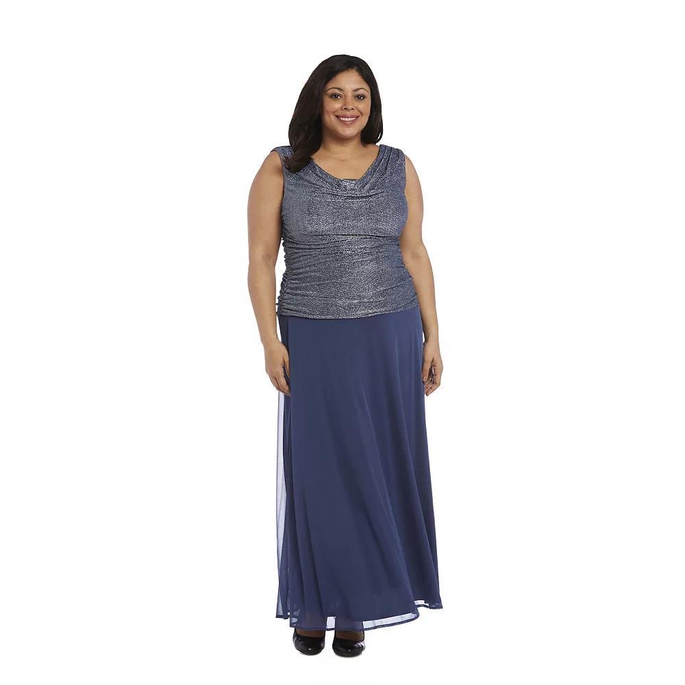Plus Size R&M Richards Ruched Side Panel Dress, Women's, Size: 14 W, Blue Product Image