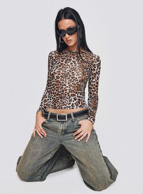 Believe Me Long Sleeve Top Leopard Product Image