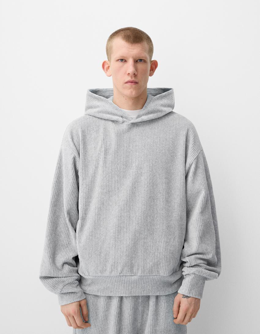 Boxy fit corduroy hoodie Product Image