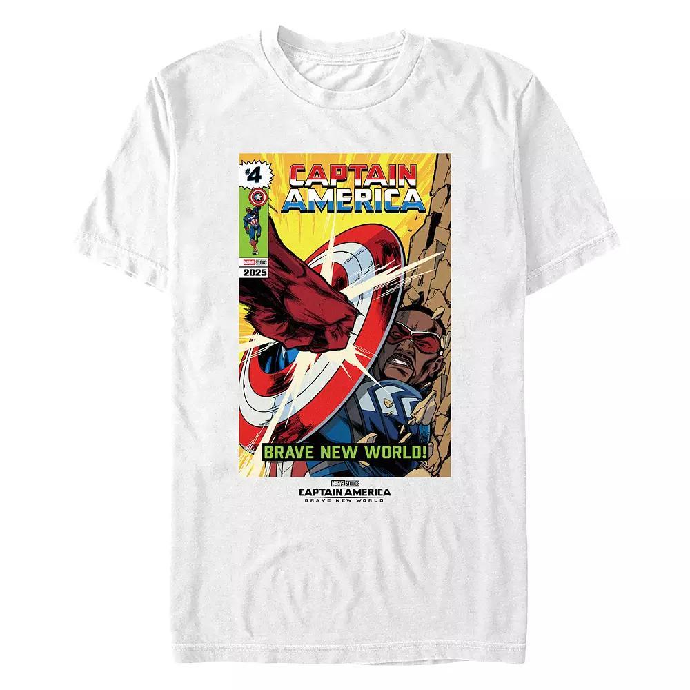 Men's Marvel Captain America Brave New World Shield Smash Cover Graphic Tee, Size: XXL, White Product Image