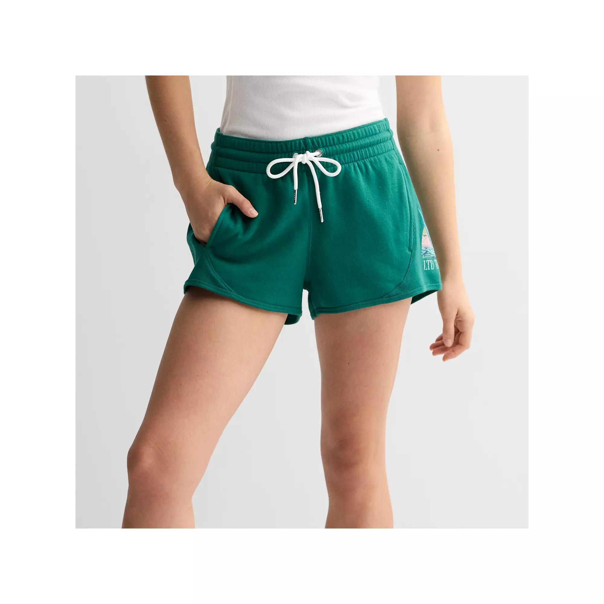 Women's Limited Too Graphic Rib Fleece Shorts, Girl's, Size: Medium, Green Product Image
