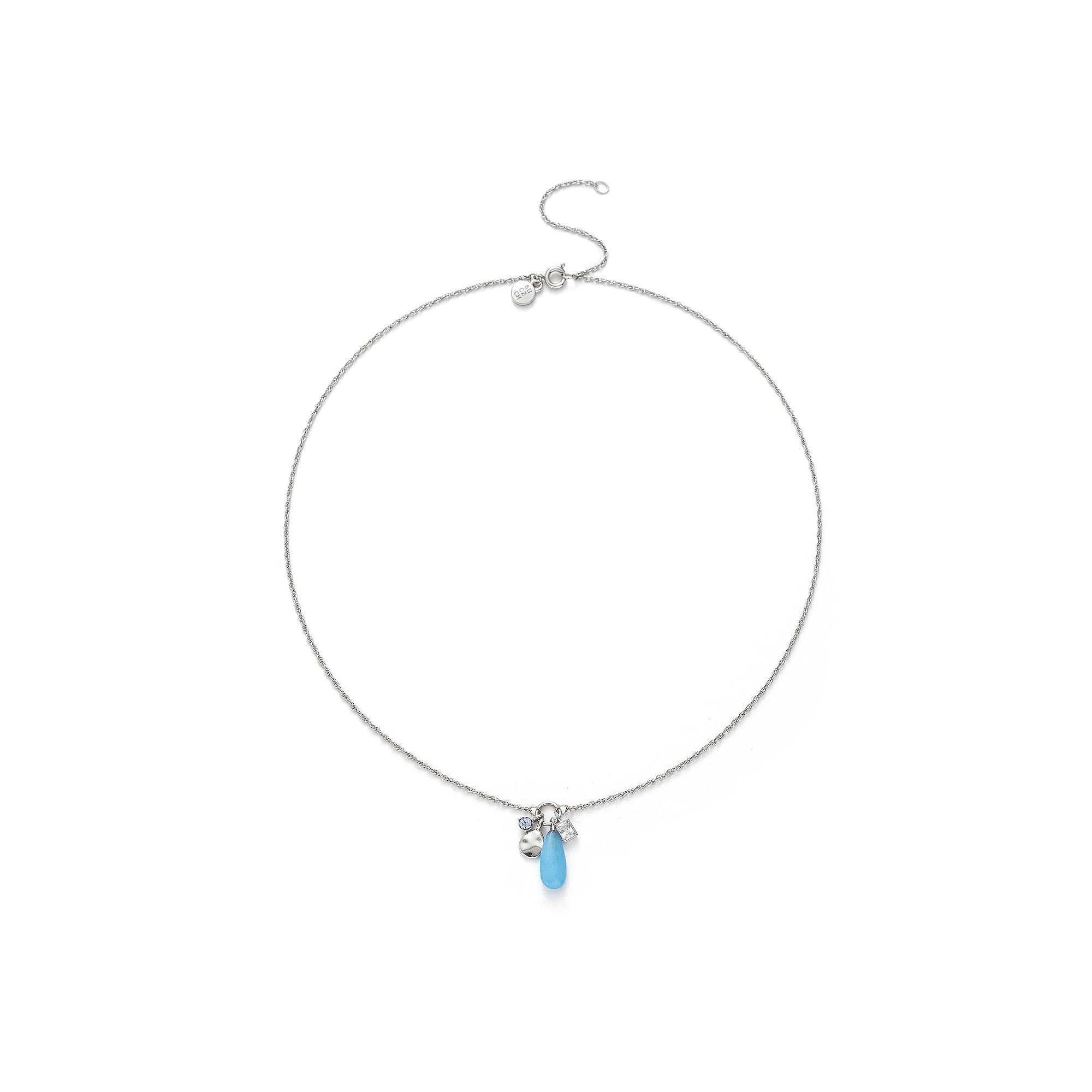 Power of Color Silver Plated Angelite & Blue Cubic Zirconia Necklace, Womens Product Image