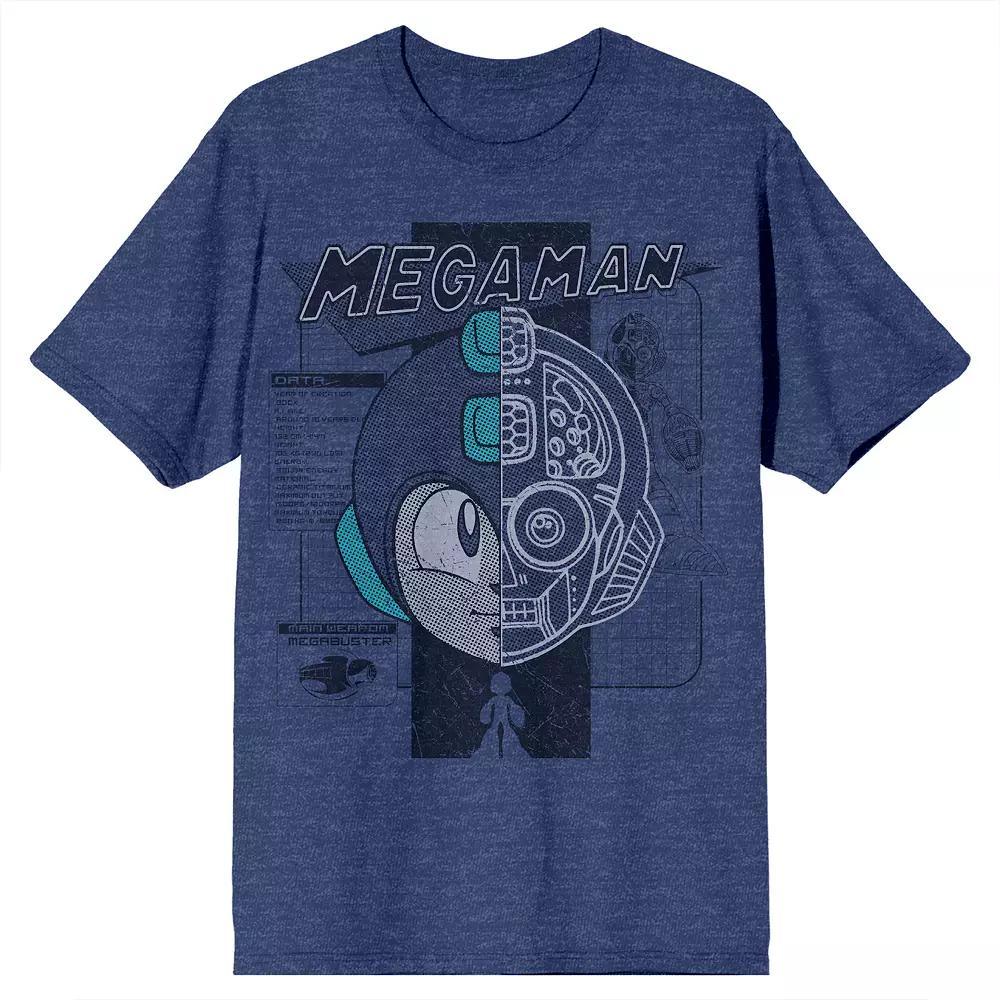 Men's Mega Man Face Tee, Size: Large, Blue Product Image