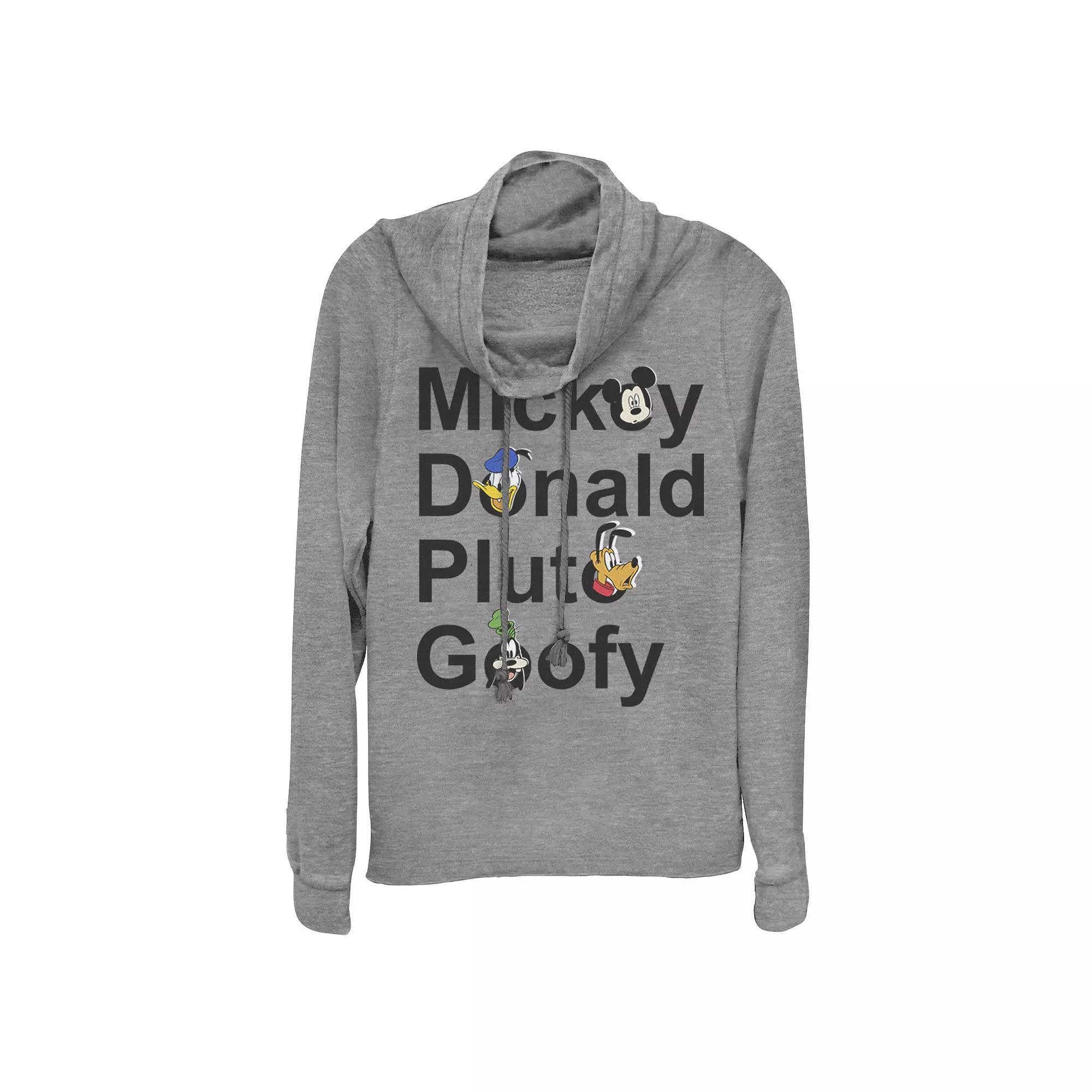 Disney's Mickey & Friends Stack Juniors' Cowlneck Graphic Lightweight Long Sleeve, Girl's, Size: Large, Gray Grey Product Image
