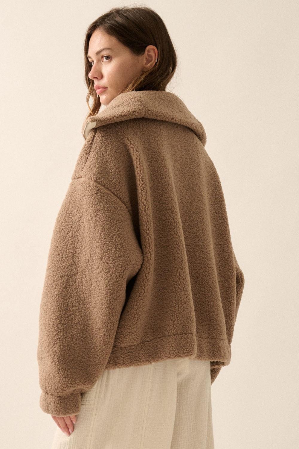 Oversized Sherpa Half Zip Pullover Jacket Product Image