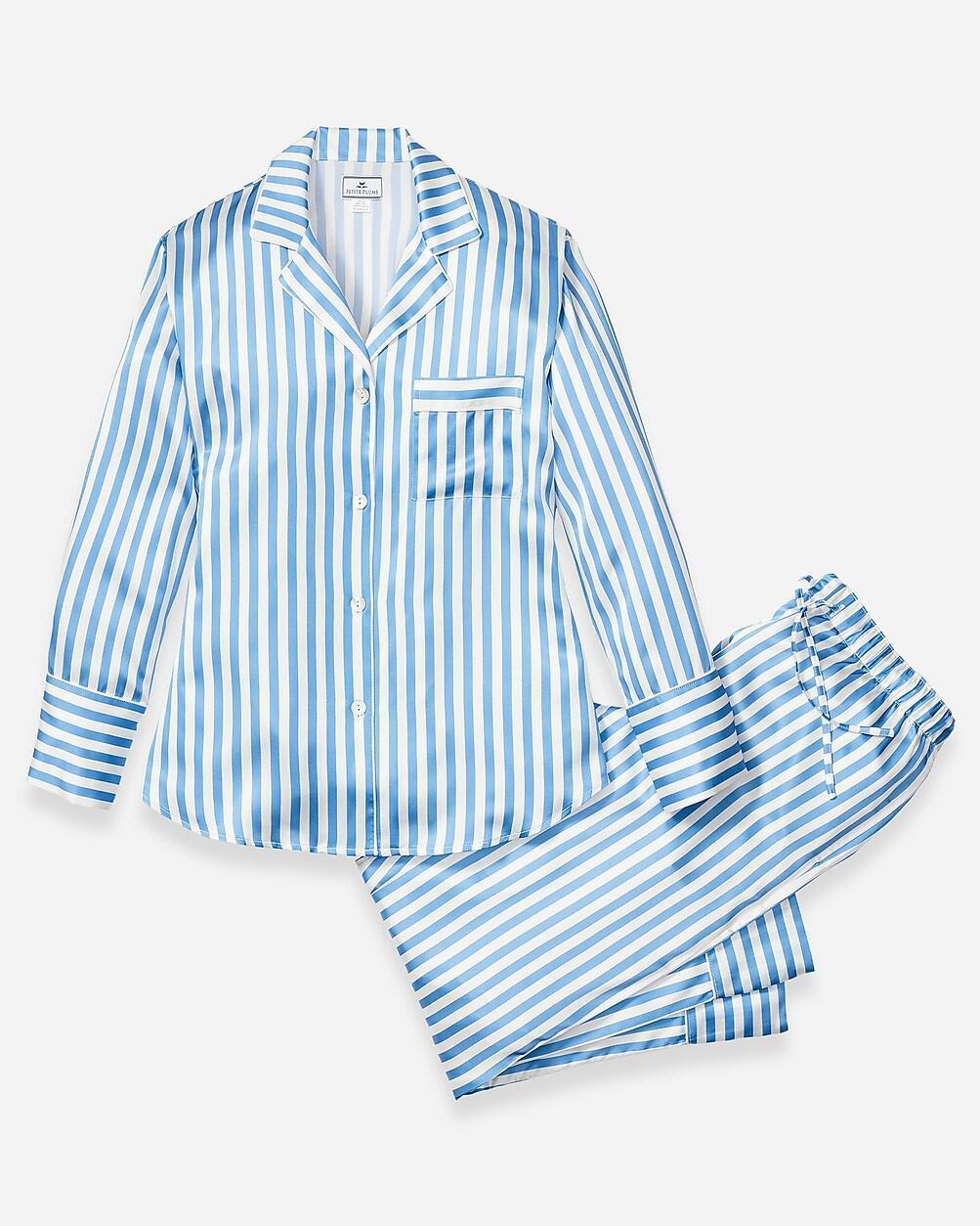 Petite Plume womens pajama set in mulberry silk stripe Product Image