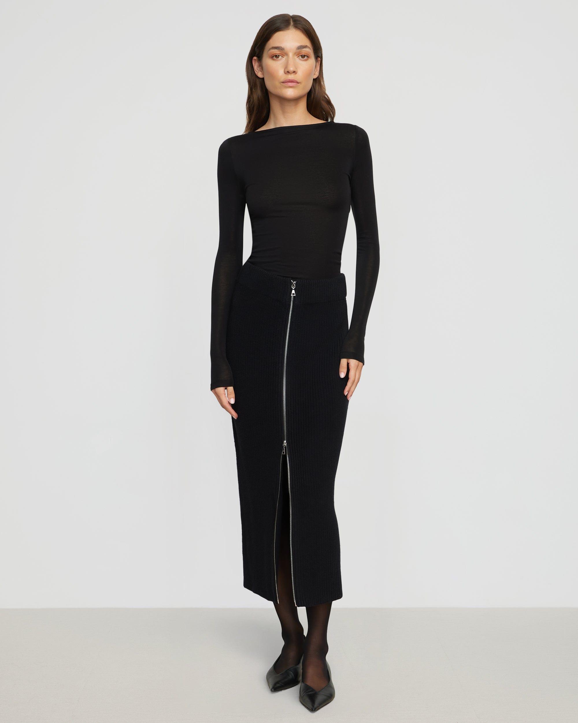 Sutton Front-Zip Sweater Skirt Product Image