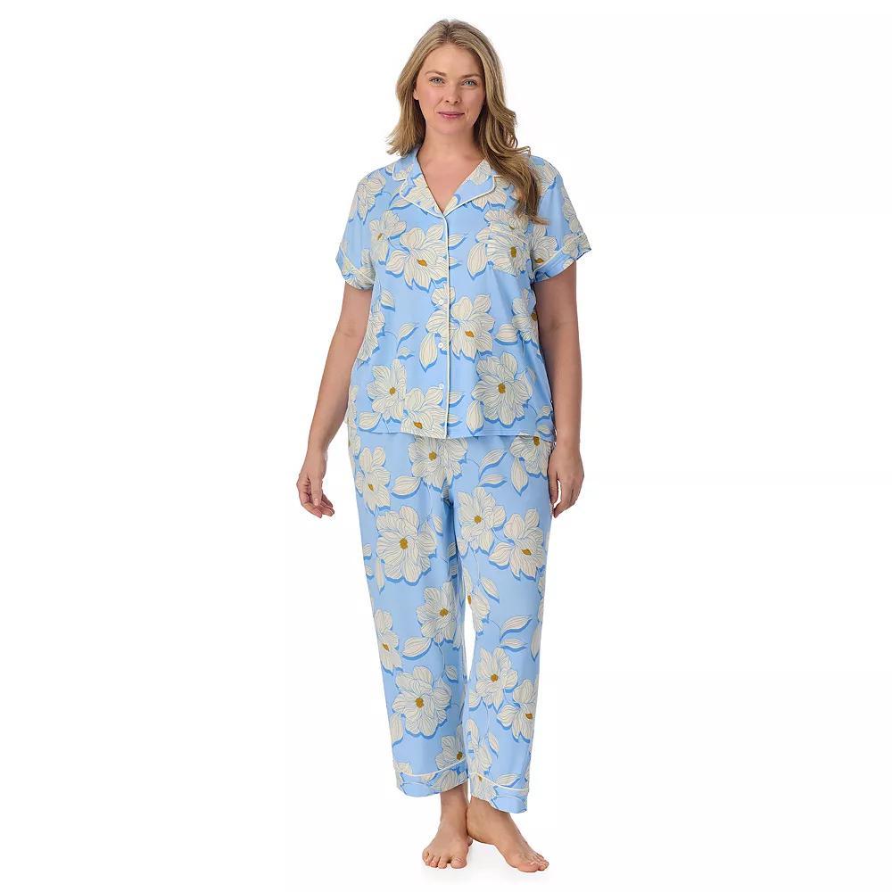 Plus Size Draper James 2-Piece Printed Cozy Short Sleeve Notch Collar Pajama Top & Pajama Pants Set, Women's, Size: 3XL, Magnolia Shadows Product Image