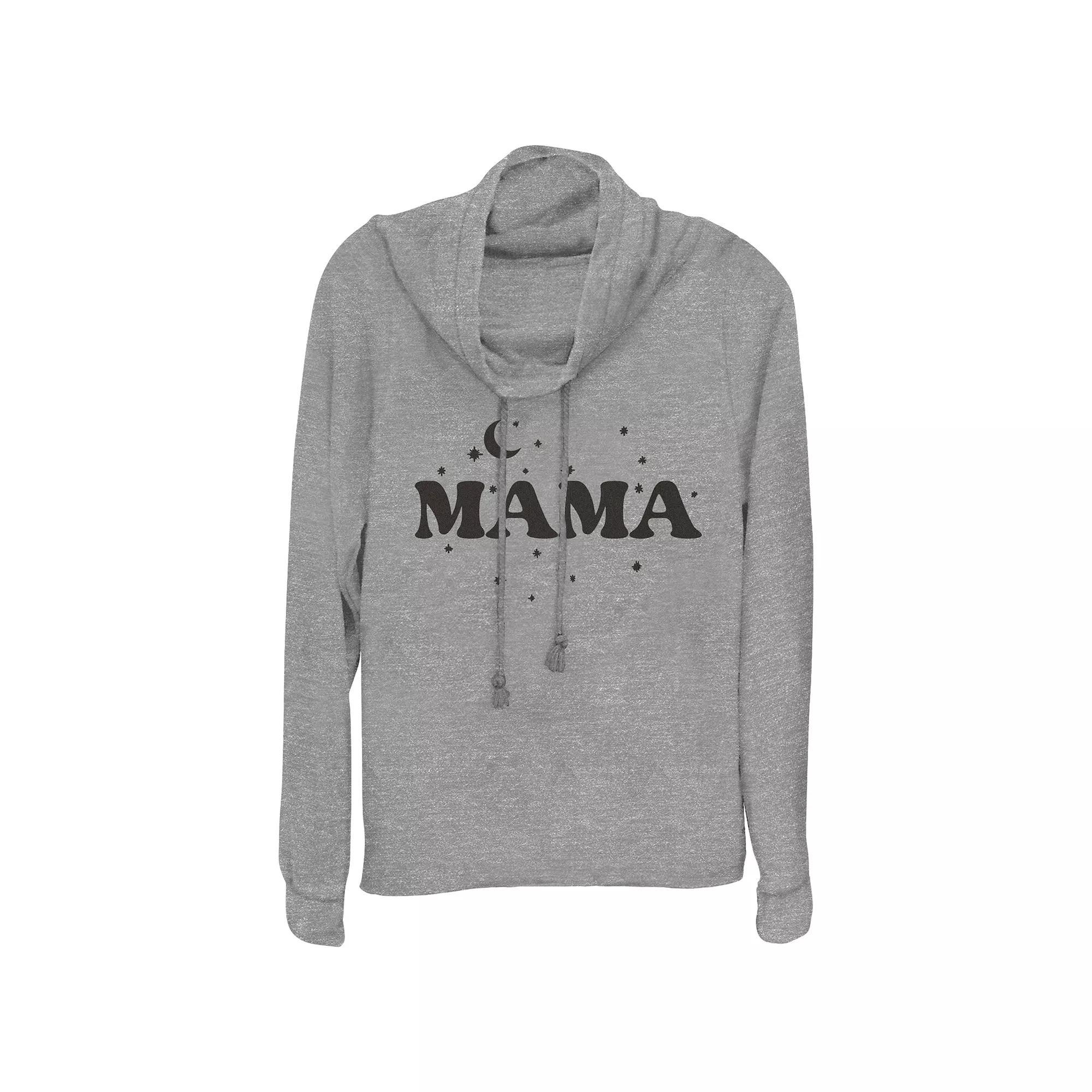 Women's Mama Cowlneck Graphic Lightweight Long Sleeve, Size: XS, Gray Grey Product Image
