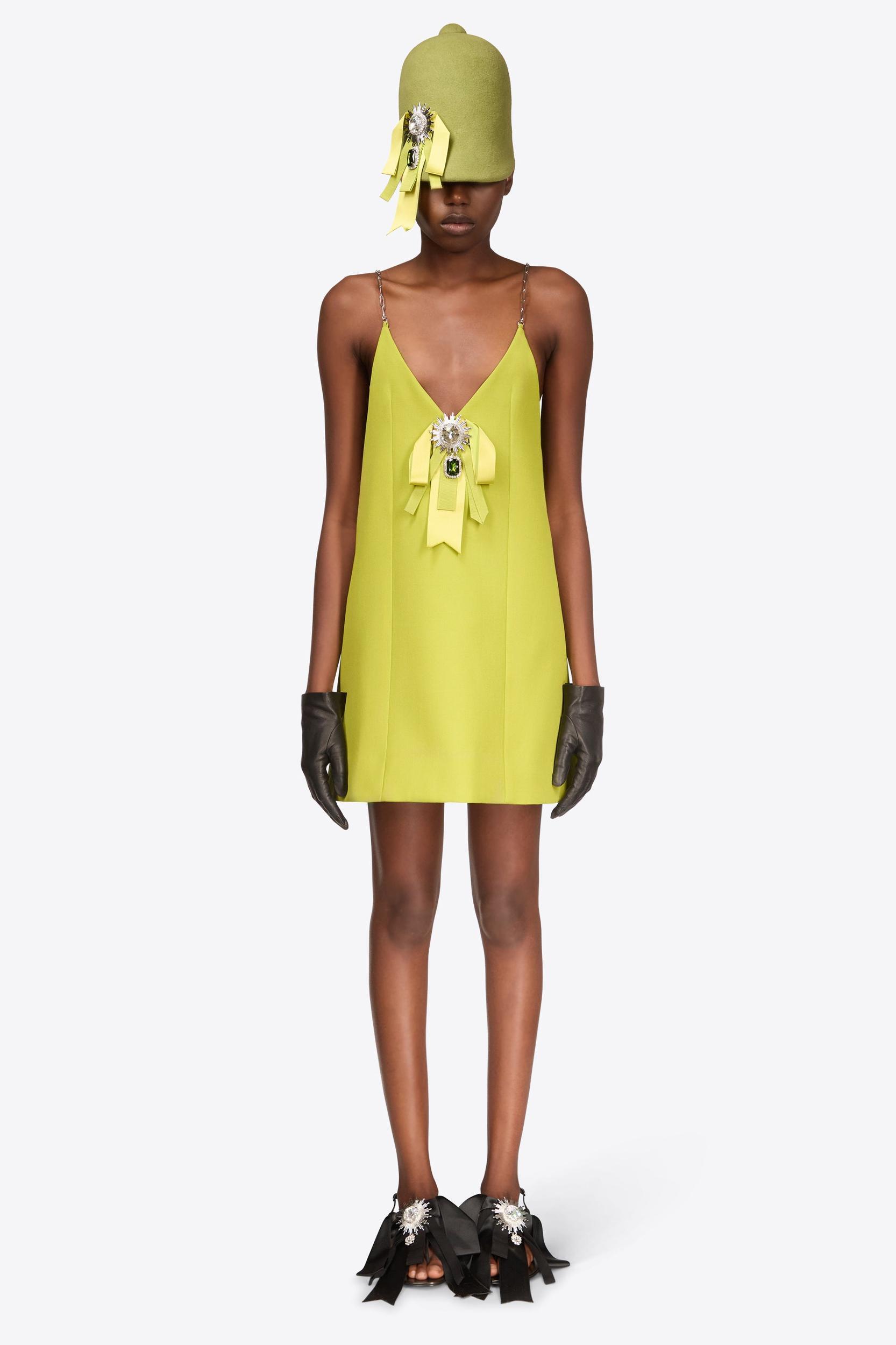 Crystal Embellished Bow Mini Dress Product Image