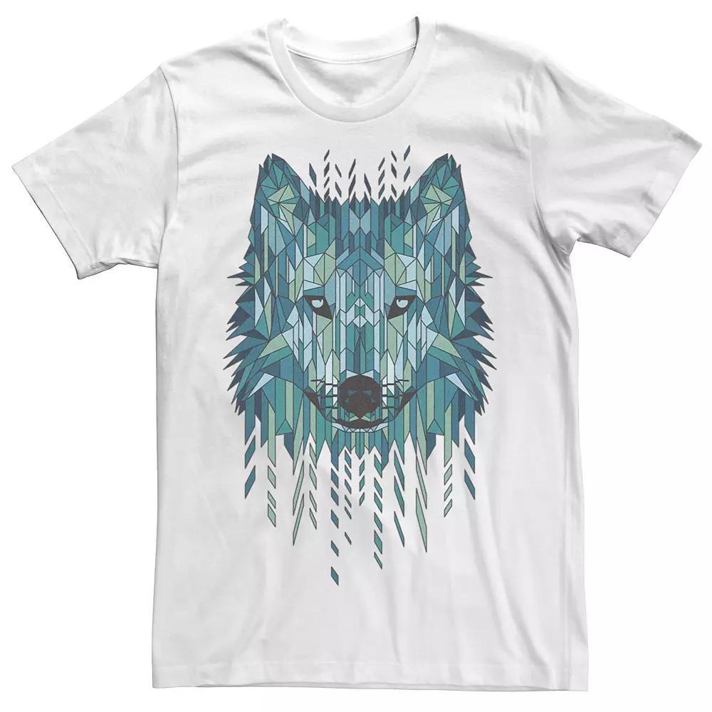 Men's Geometric Wolf Graphic Tee, Size: Large, White Product Image