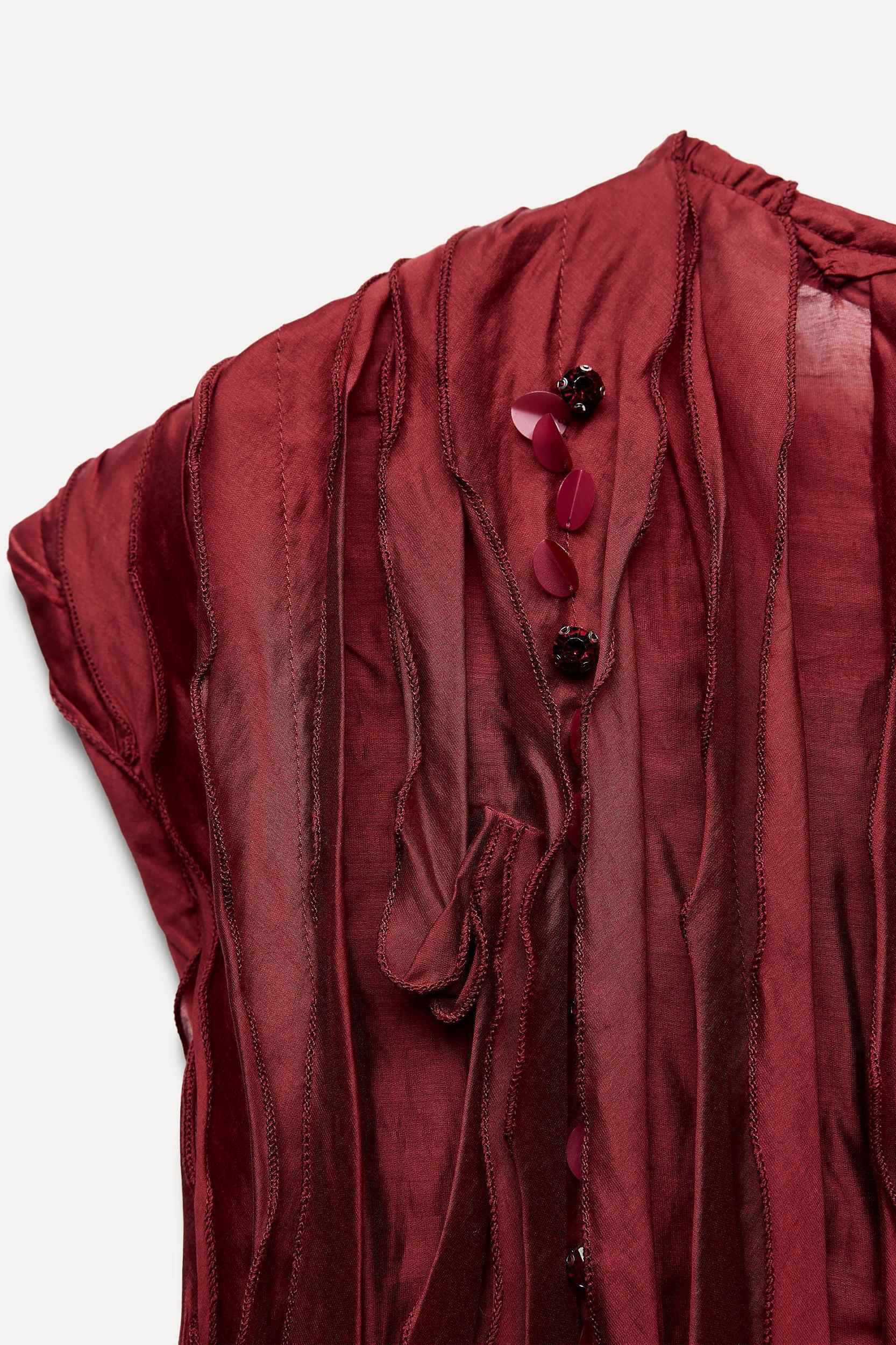 BEADED RUFFLE DRESS Product Image
