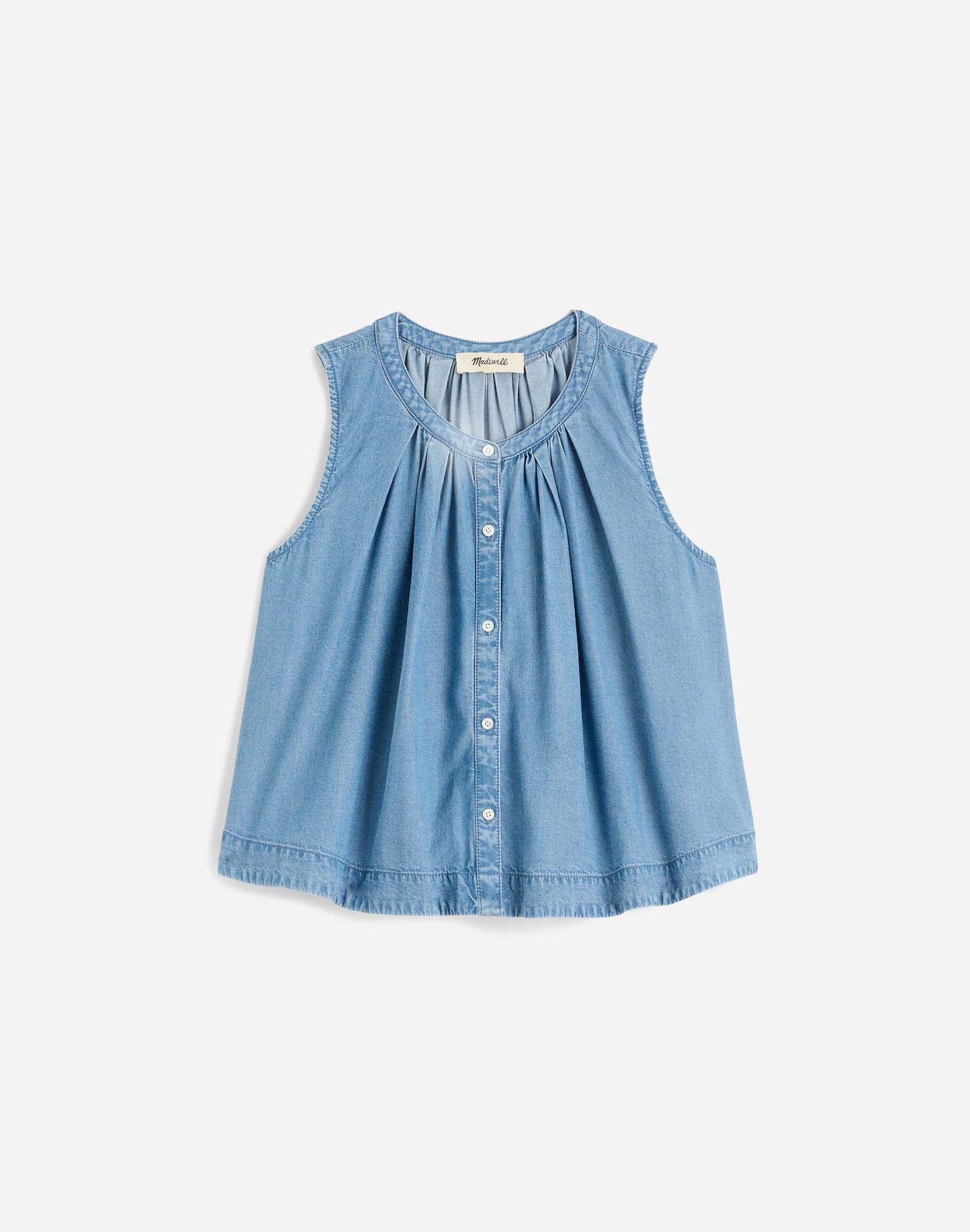 Button-Front Tank in Ashbury Wash: Airy Denim Edition Product Image