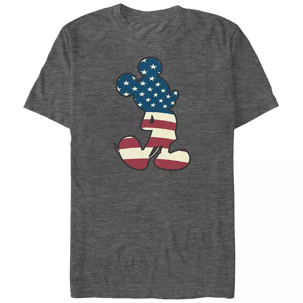 Disney's Mickey Mouse USA Flag Print Silhouette Big & Tall Graphic Tee, Men's, Size: XL Tall, Navy Grey Product Image