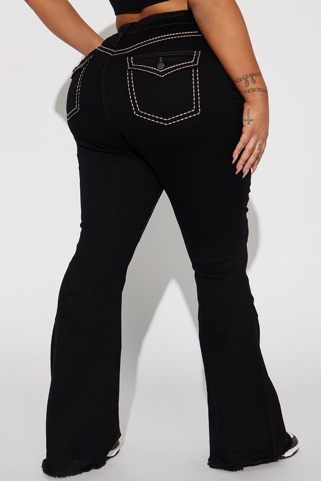 Dallas Mid Rise Stretch Flare Jeans - Black Product Image