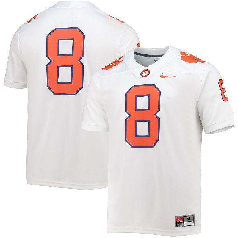 Men's Nike #8 White Clemson Tigers Game Jersey, Size: 2XL Product Image
