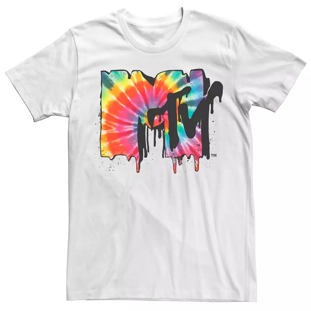 Men's MTV Tie Dye Vibrant Melting Logo Tee, Size: Medium, White Product Image