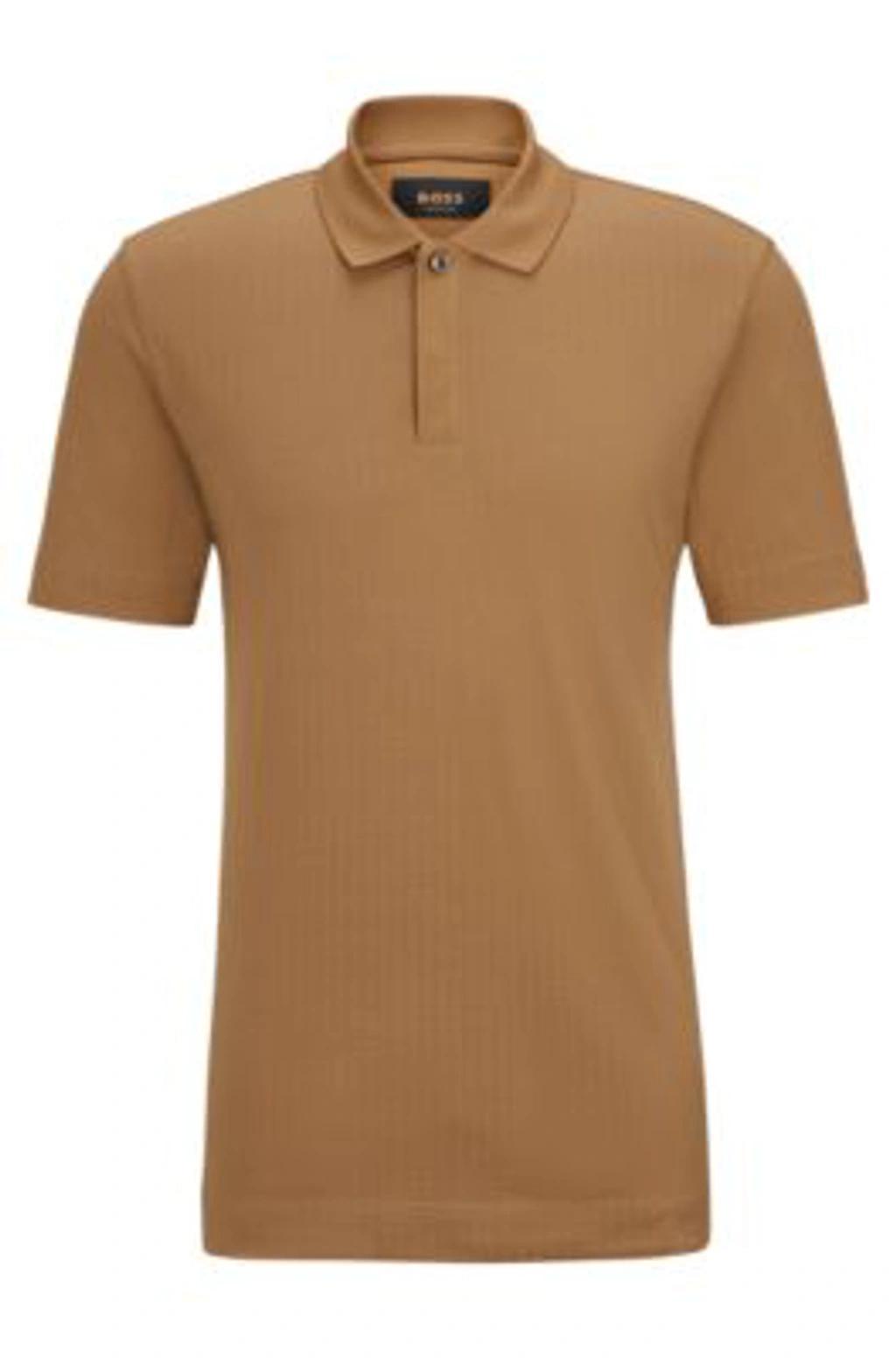 HUGO BOSS Regular-fit Polo Shirt In Cotton And Silk In Beige Product Image
