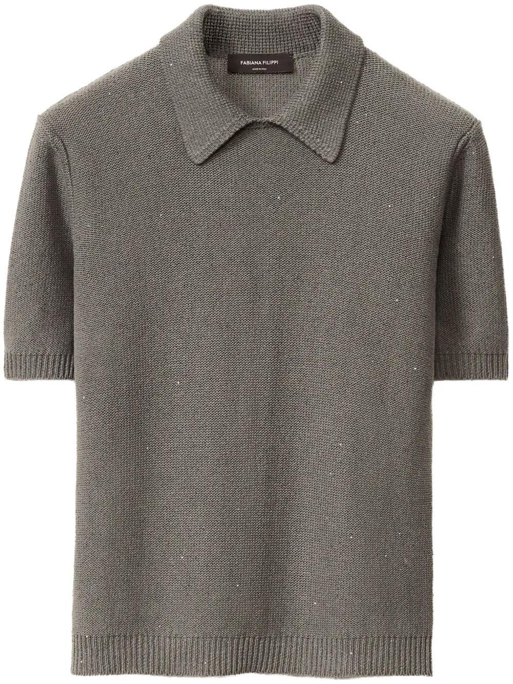 FABIANA FILIPPI Fine-knit Polo Top In Grey Product Image