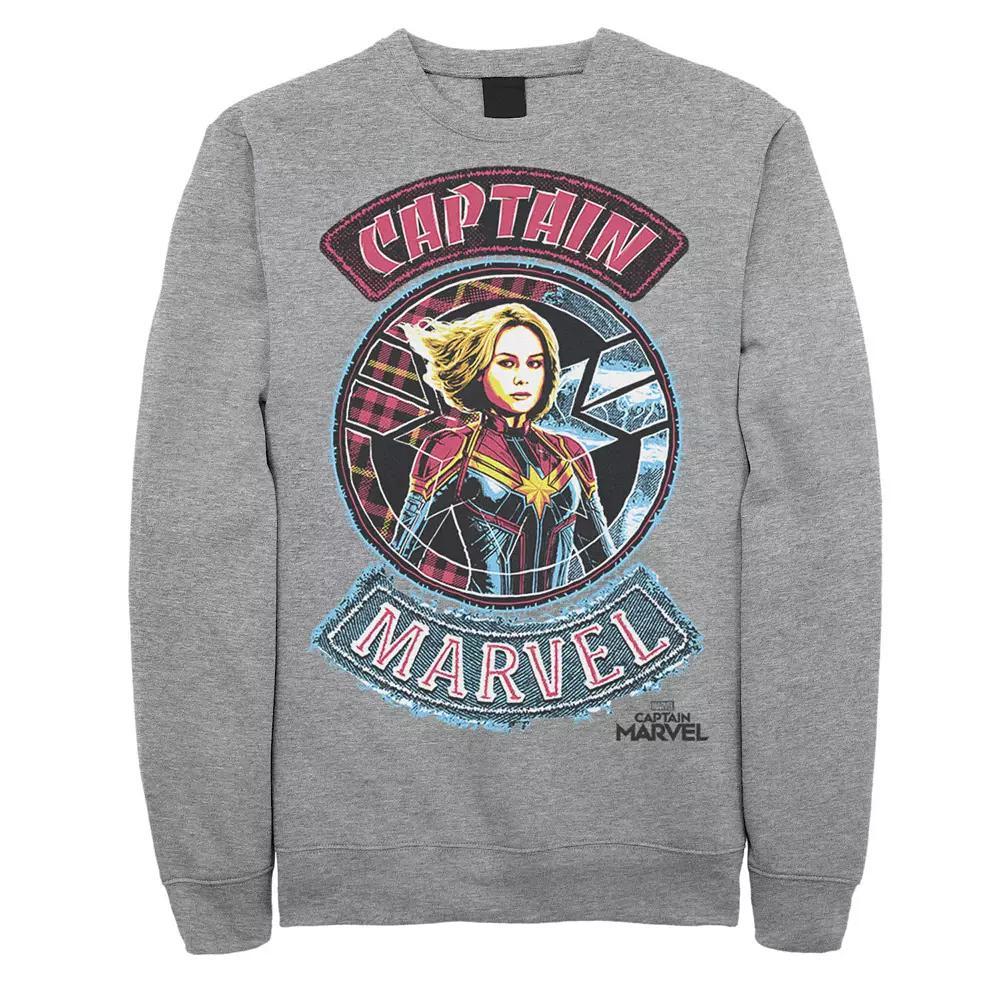 Mens Marvel Captain Marvel Stitched Patched Portrait Tee Athletic Grey Product Image