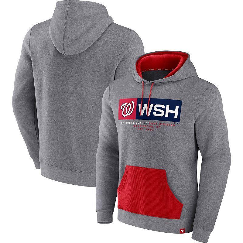 Men's Fanatics Branded Heathered Gray Washington Nationals Iconic Steppin Up Fleece Pullover Hoodie, Size: Large, Grey Product Image