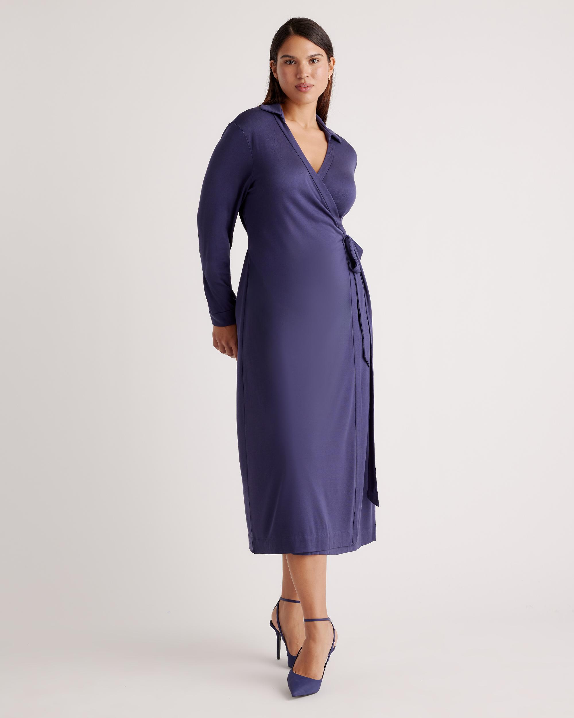 100% Silk Jersey Midi Wrap Dress Product Image