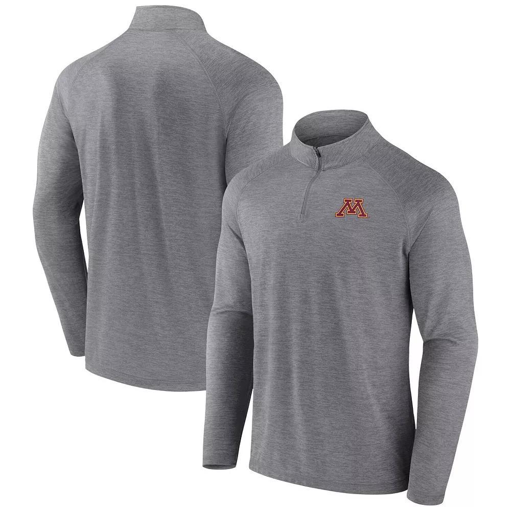 Men's Fanatics Branded Charcoal Minnesota Golden Gophers Primary Logo Raglan Quarter-Zip Top, Size: 3XL Product Image