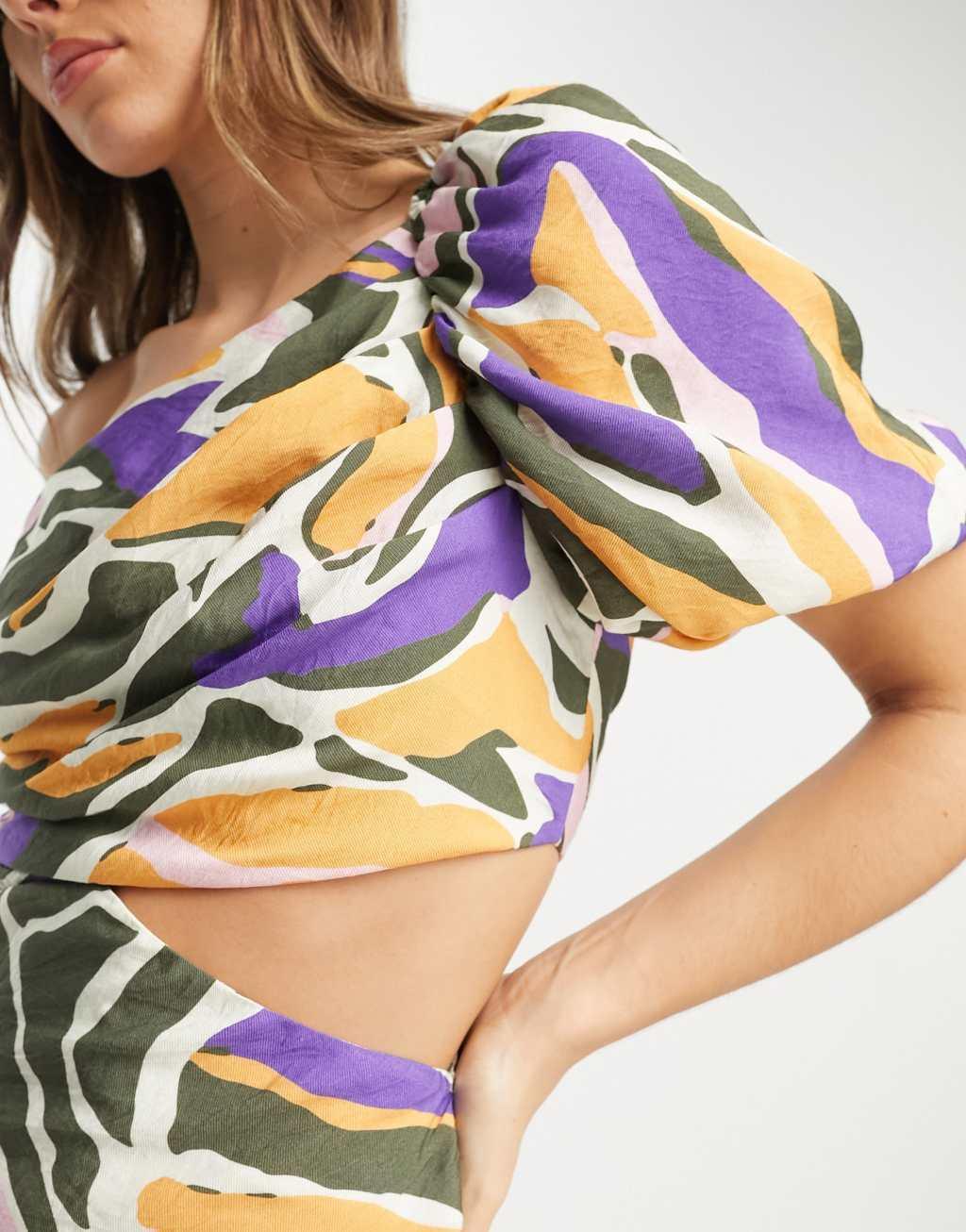 ASOS DESIGN washed one shoulder maxi dress with cut out side waist detail Product Image