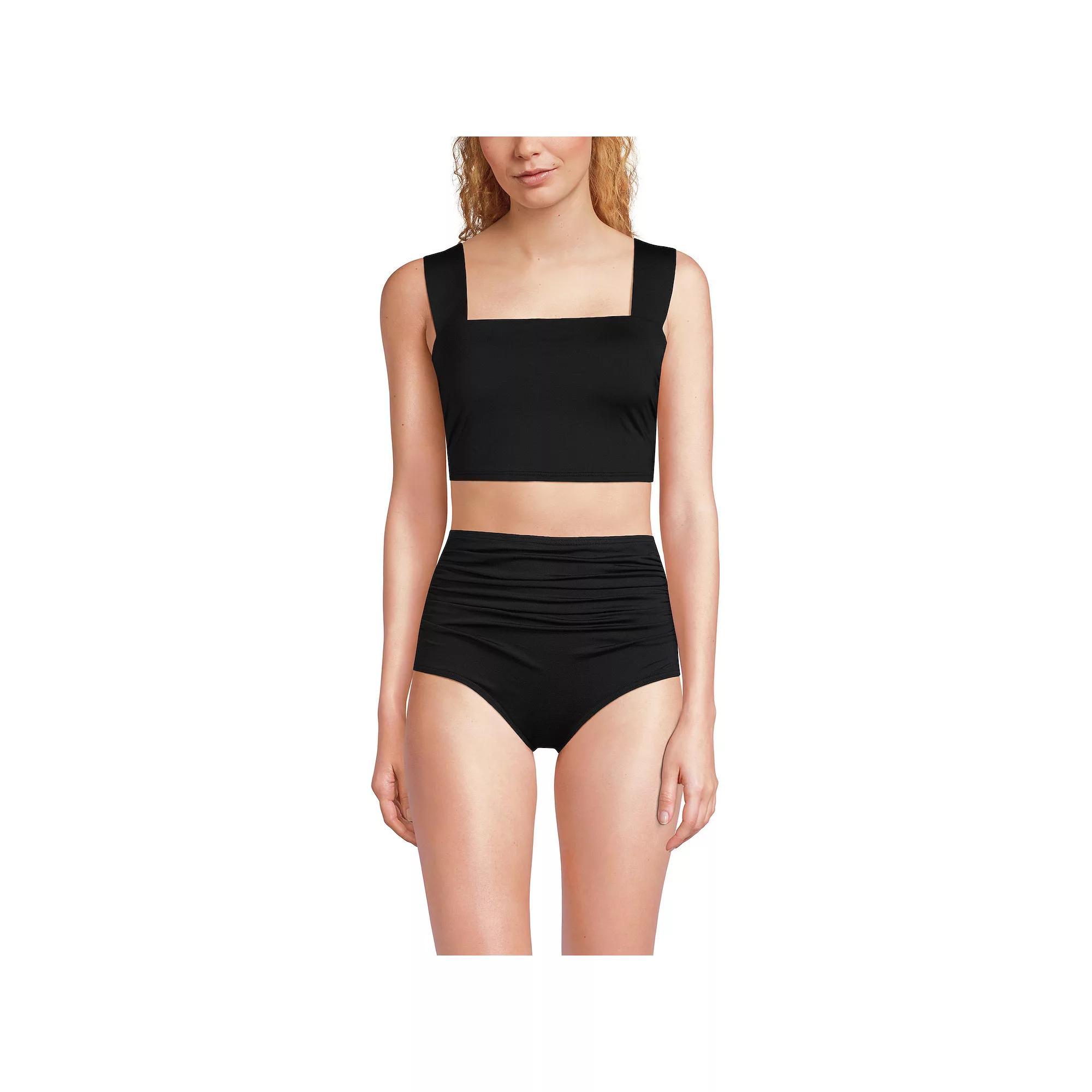 Women's Lands' End D-Cup Square Neck Tankini Swim Top, Size: 12D, Black Product Image
