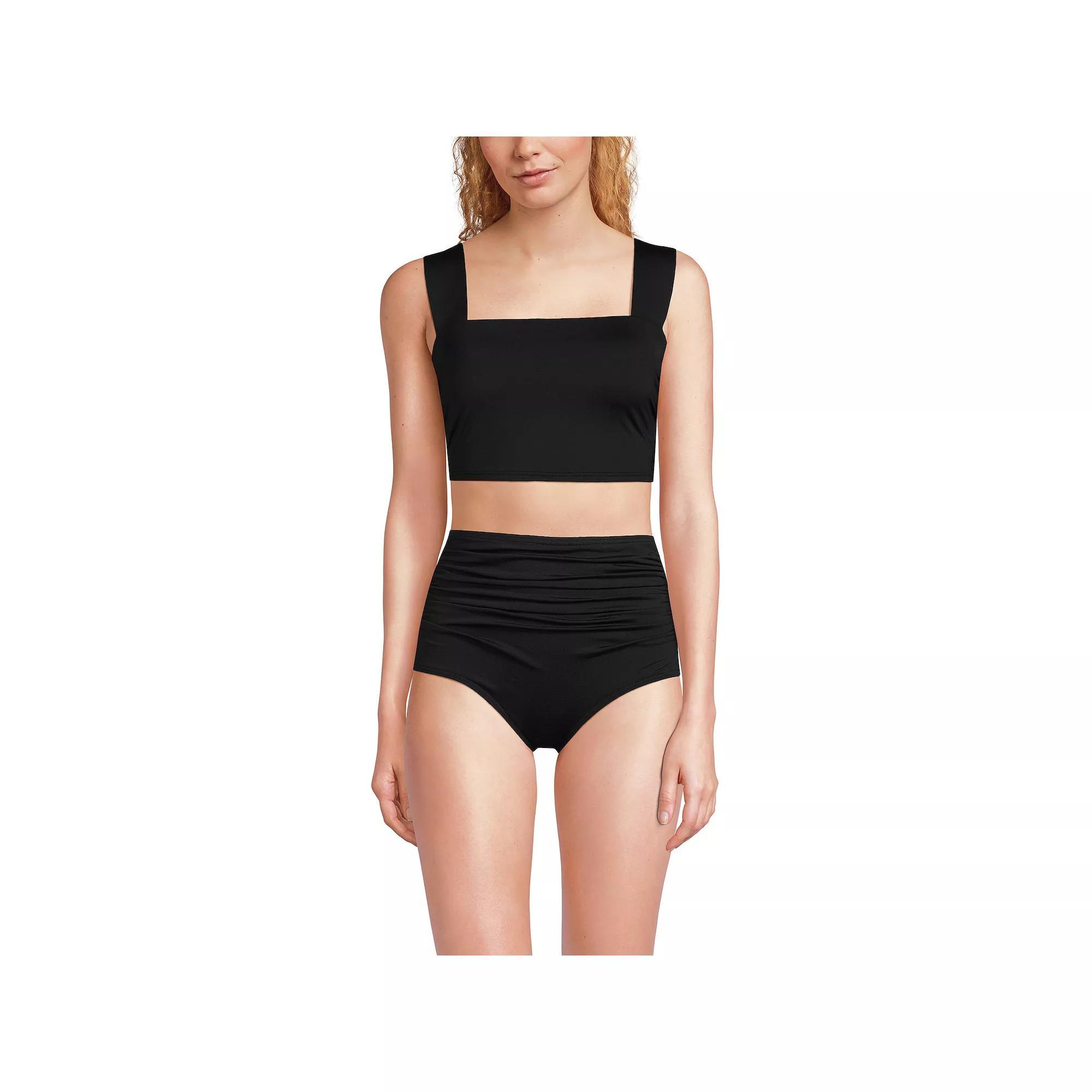 Women's Lands' End D-Cup Square Neck Tankini Swim Top, Size: 12D, Black Product Image