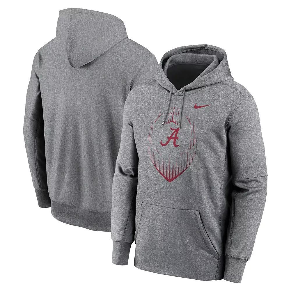 Men's Nike Heather Gray Alabama Crimson Tide Football Icon Performance Fleece Pullover Hoodie, Size: 2XL, Grey Product Image