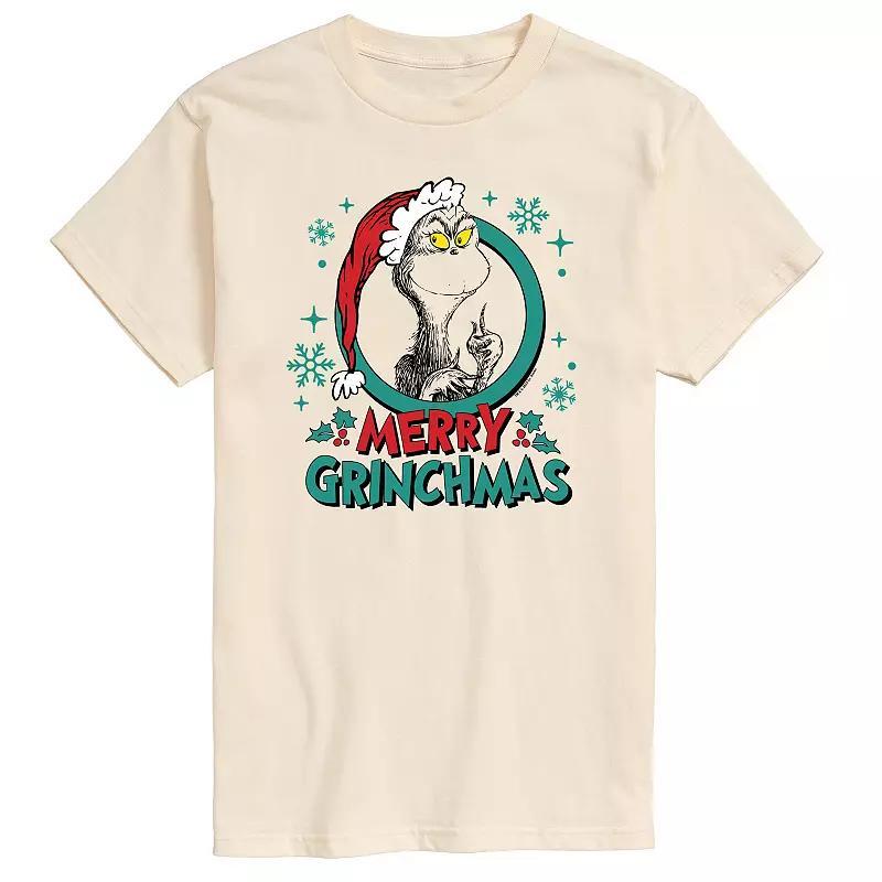 Mens Dr. Seuss The Grinch Merry Grinchmas Circle Graphic Tee Product Image