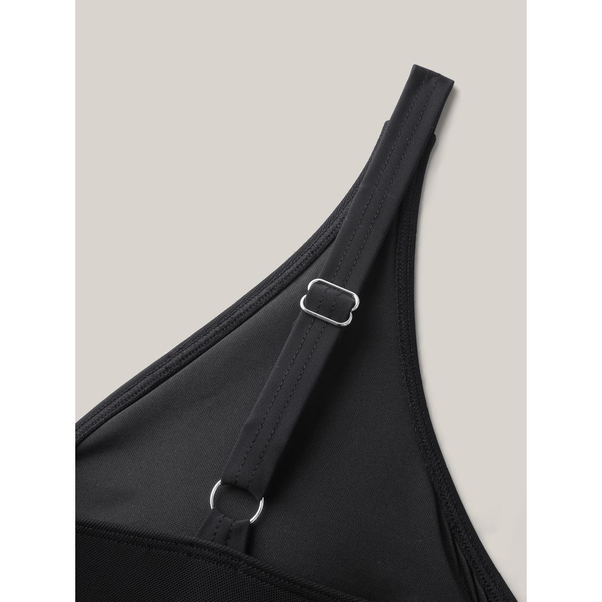 Plus Size Knotted Front Extra Coverage One-Piece Swimsuit Women's Swimwear Black Beach Tie knot Curve Bathing Suits High stretch One Pieces BloomChic 12/L Product Image